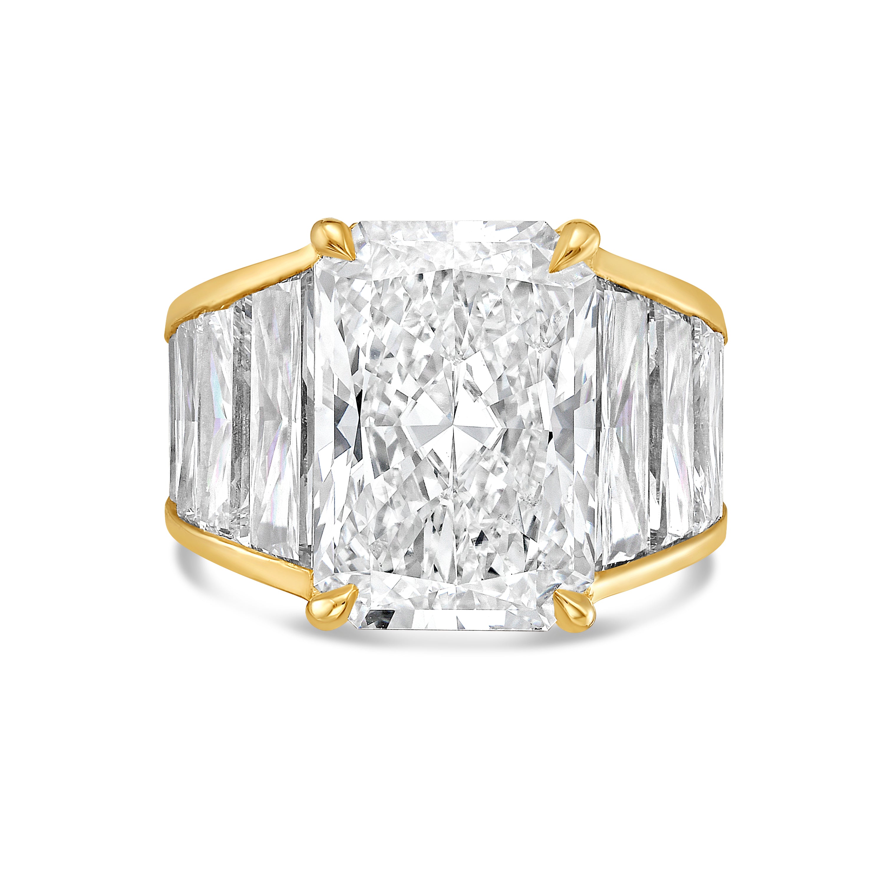 Lab Grown Radiant Ring with Tapered Baguettes