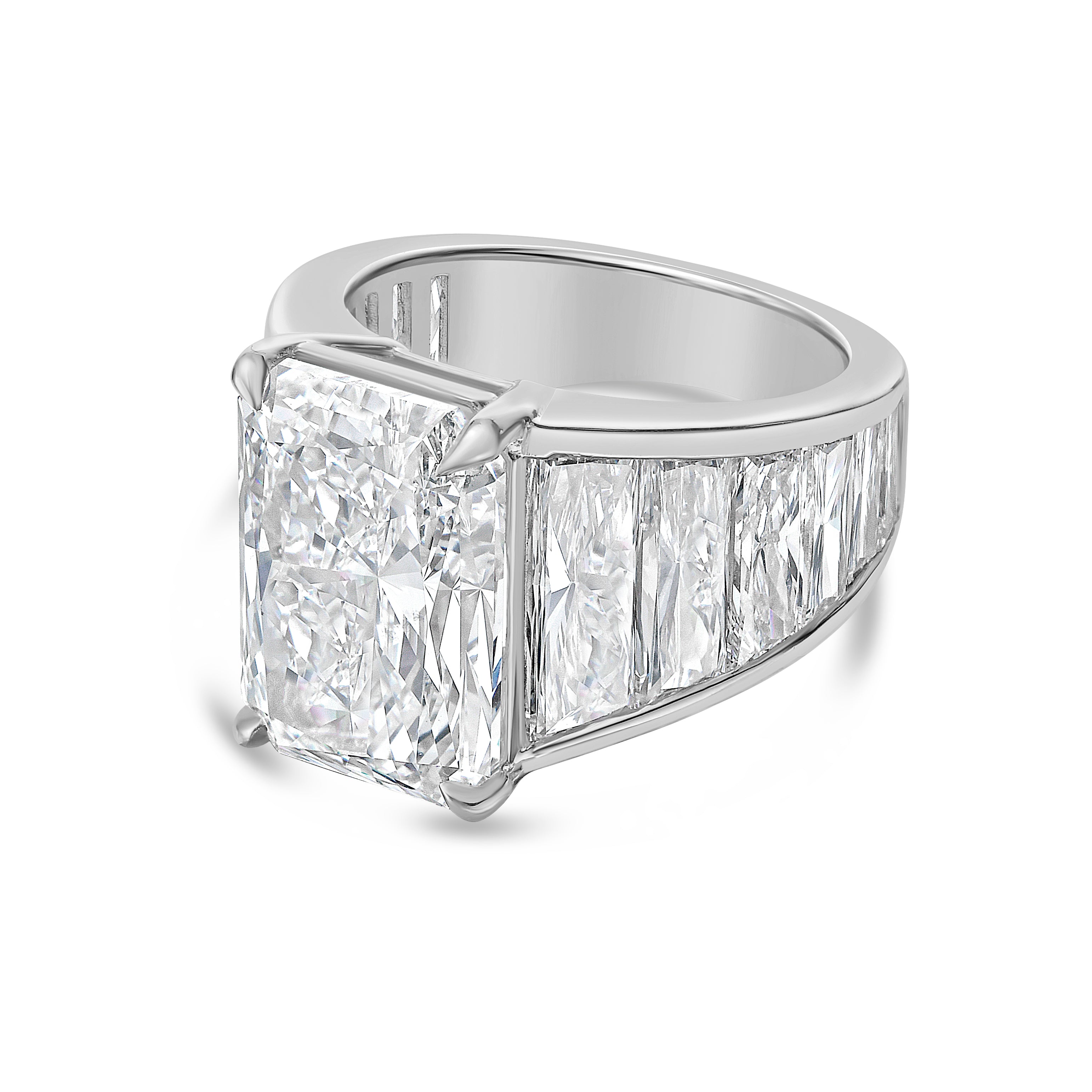 Lab Grown Radiant Ring with Tapered Baguettes