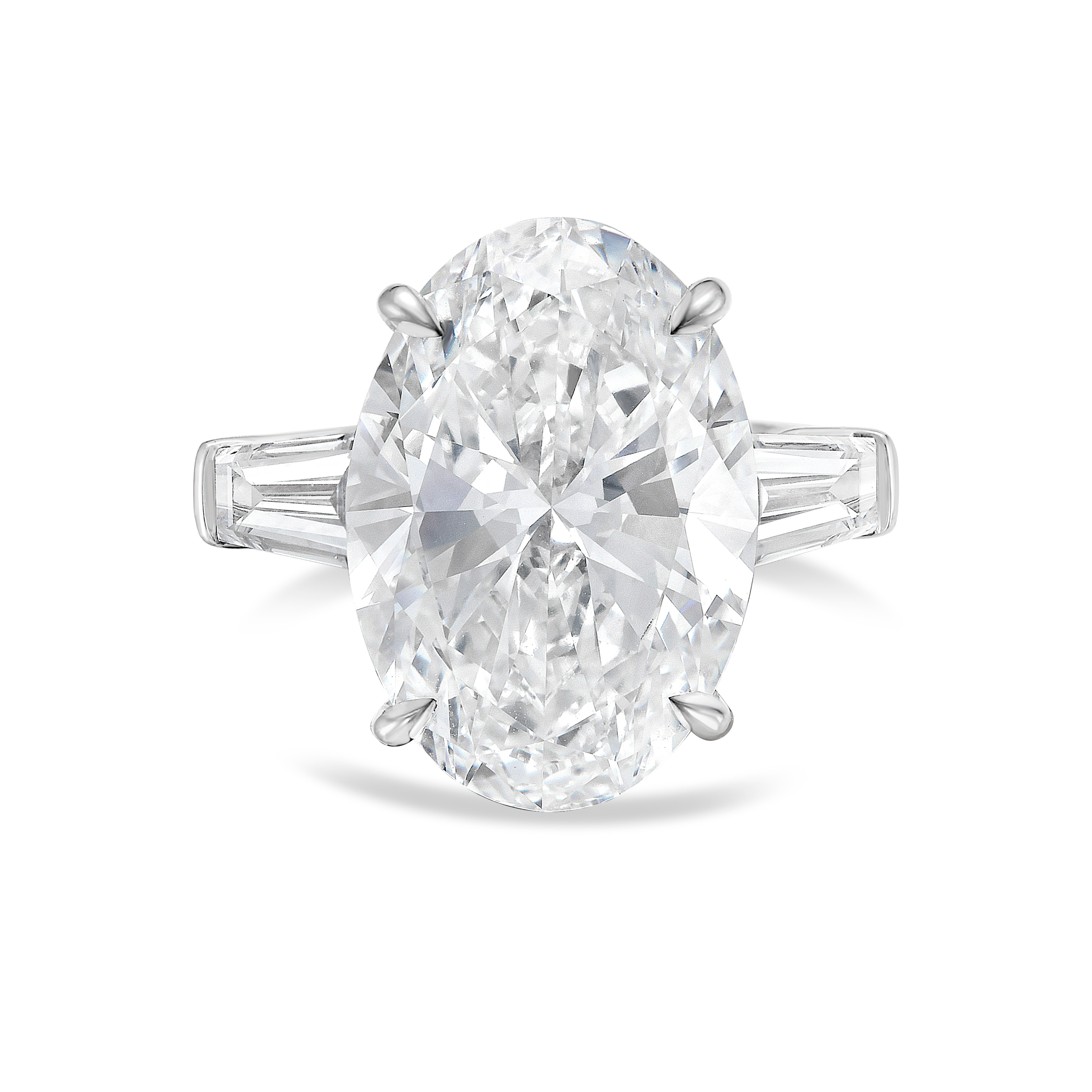 Lab Grown Oval Diamond Ring with Baguettes