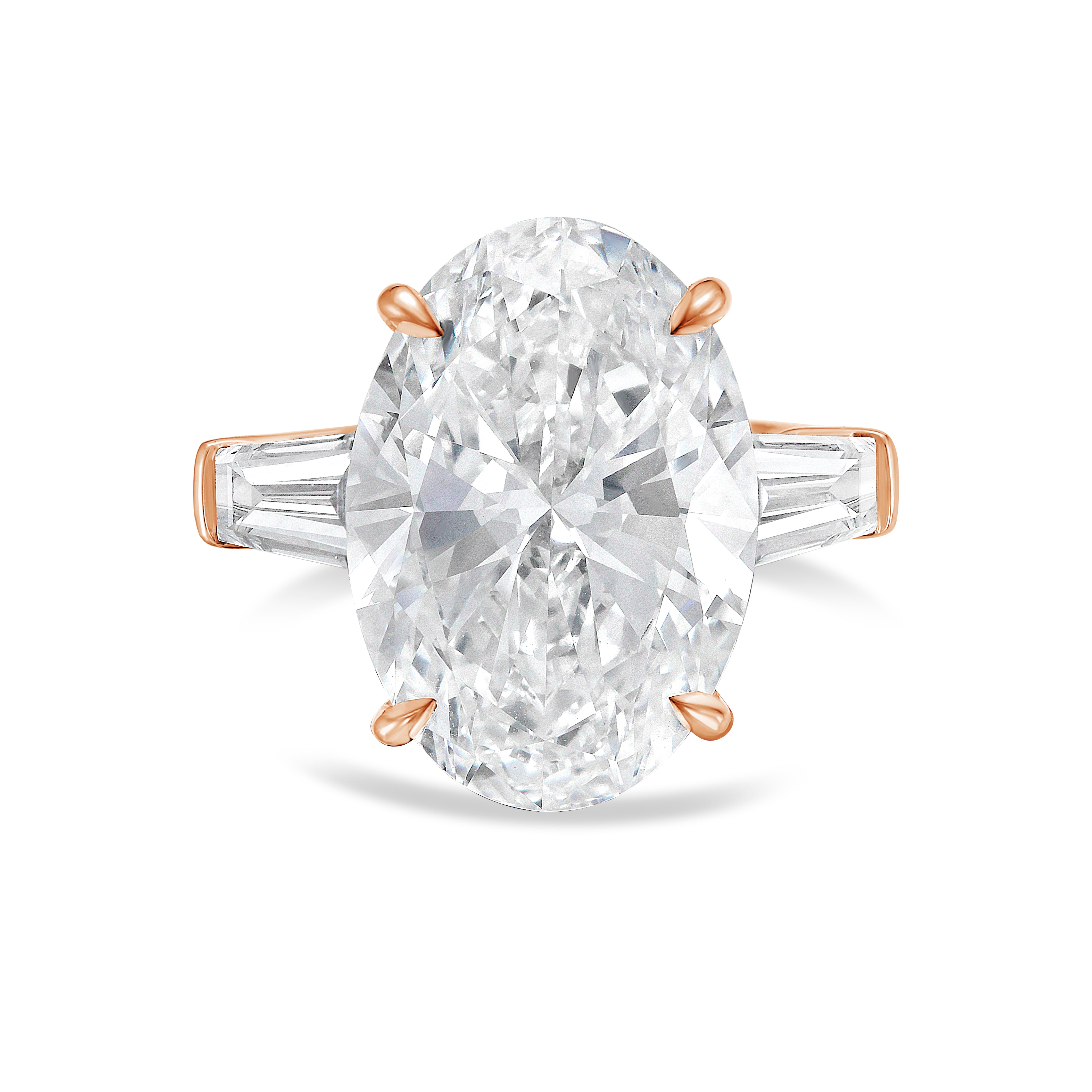 Lab Grown Oval Diamond Ring with Baguettes