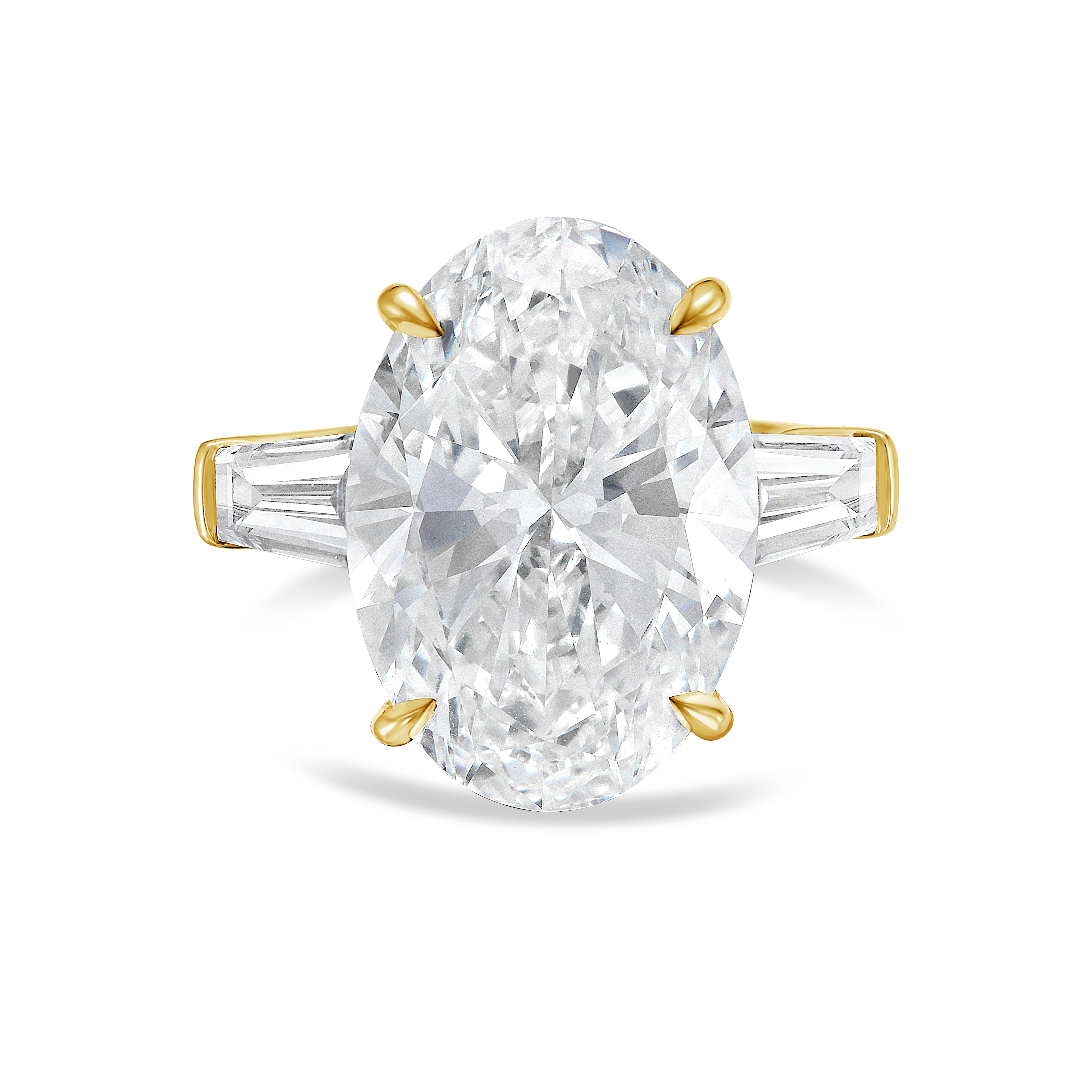 Lab Grown Oval Diamond Ring with Baguettes