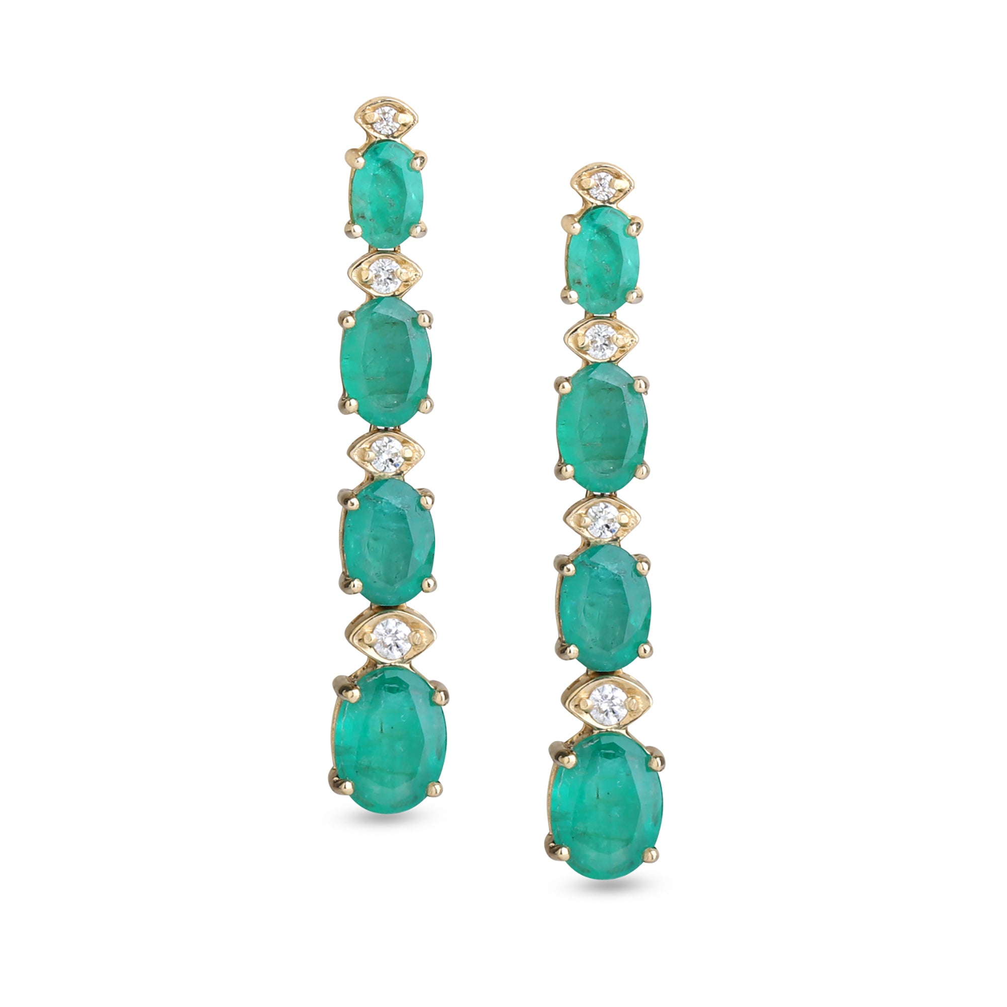 Oval Emerald Diamond Drop Earring