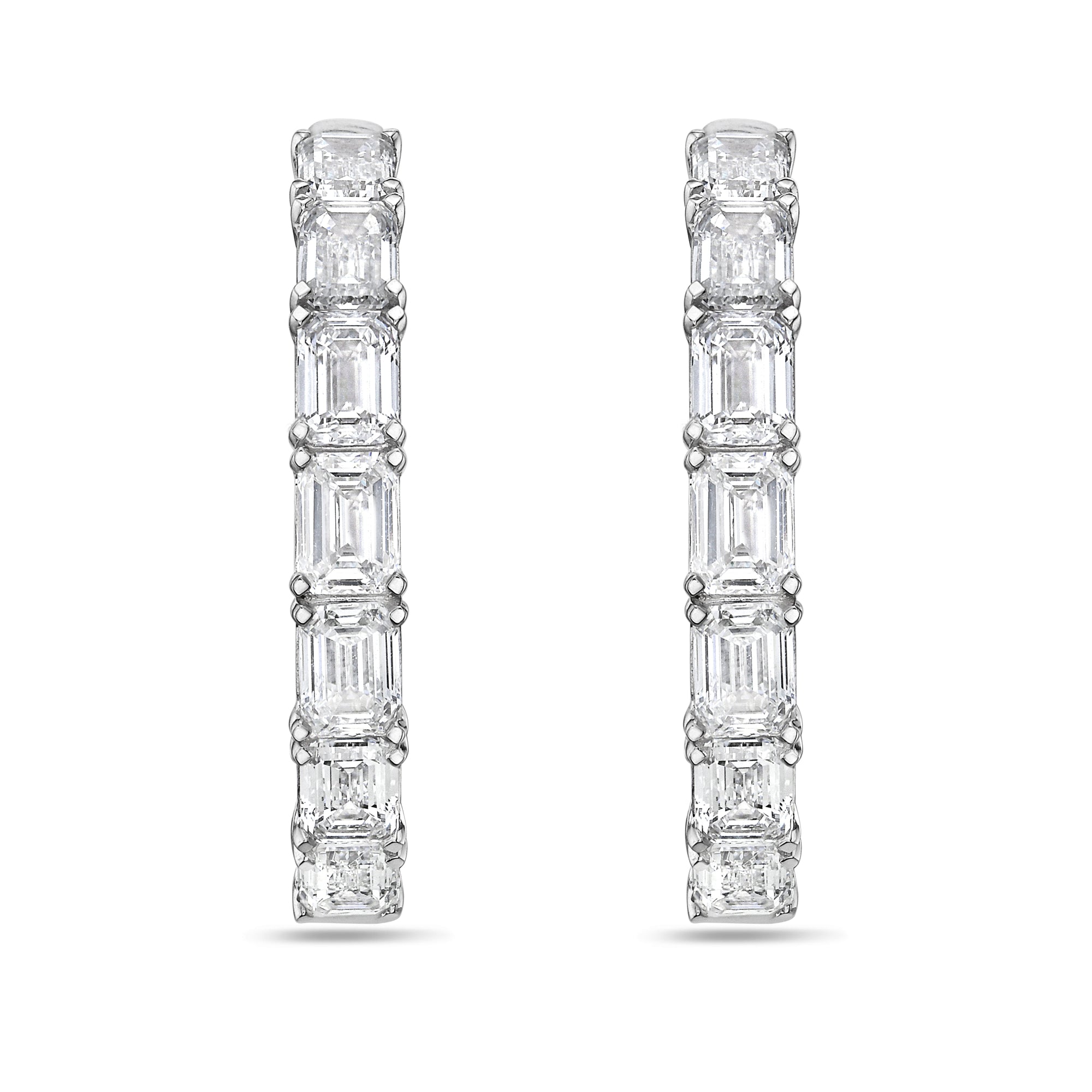 Lab Grown Emerald Diamond Hoop Earrings - 1.75"