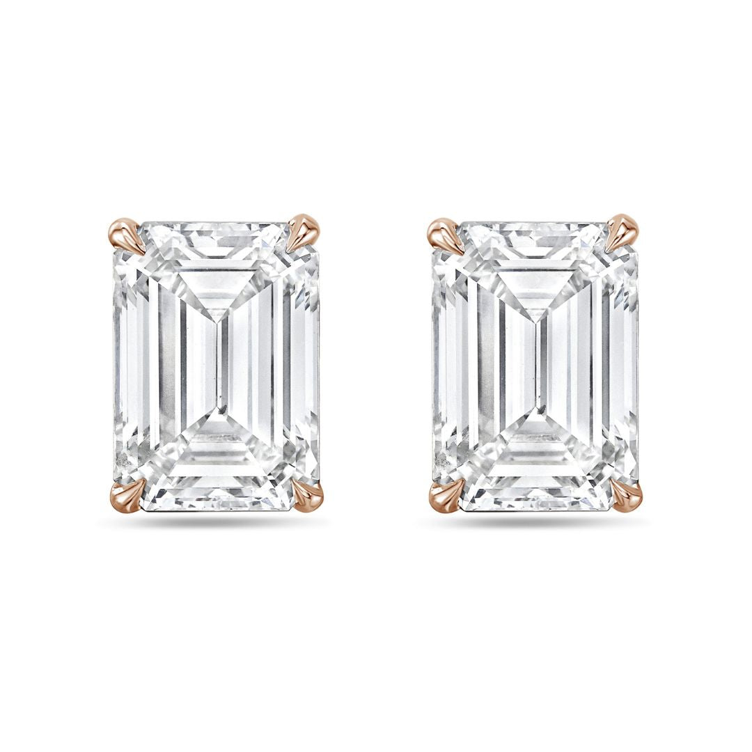 LAB GROWN EMERALD CUT DIAMOND STUD