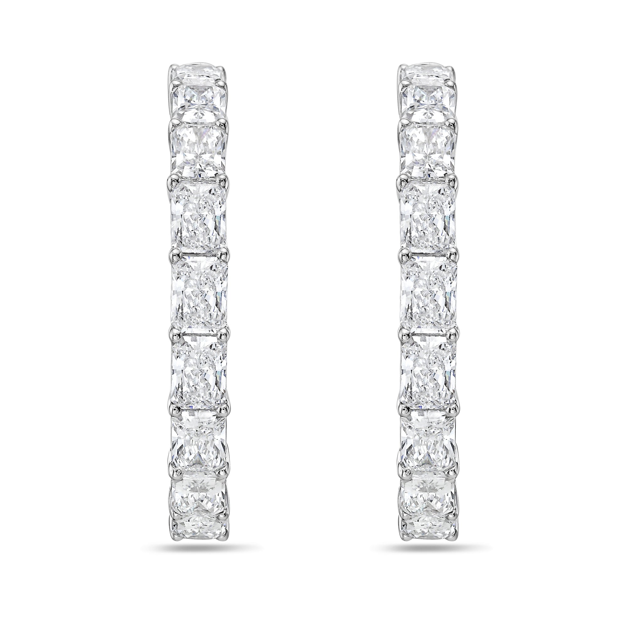Lab Grown Radiant Diamond Hoop Earrings - 1.75"