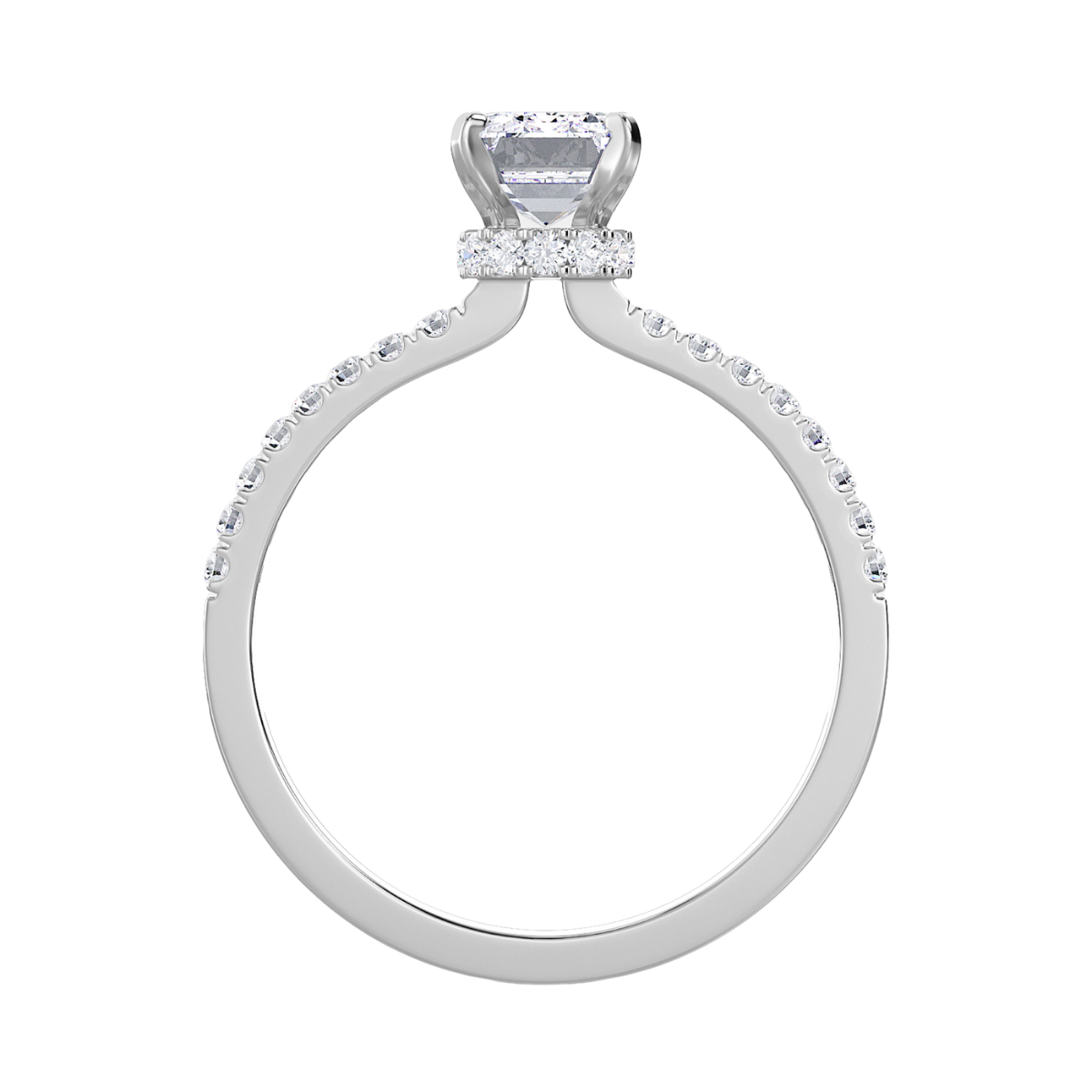 Emerald Hidden Halo Diamond Engagement Ring