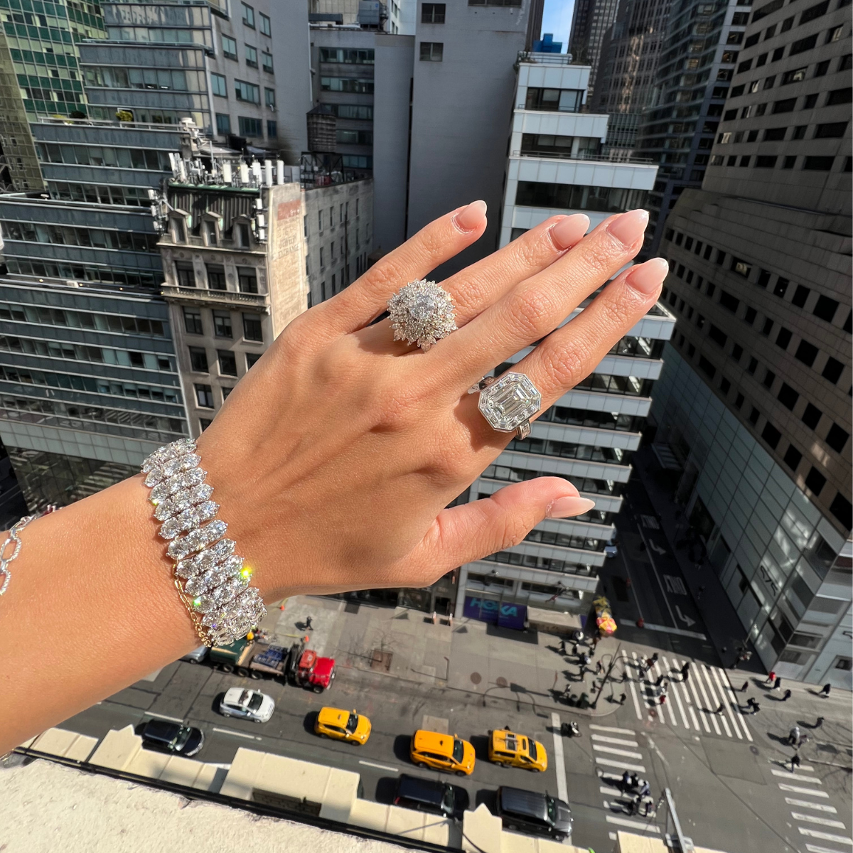 Emerald cut engagement ring with side diamonds