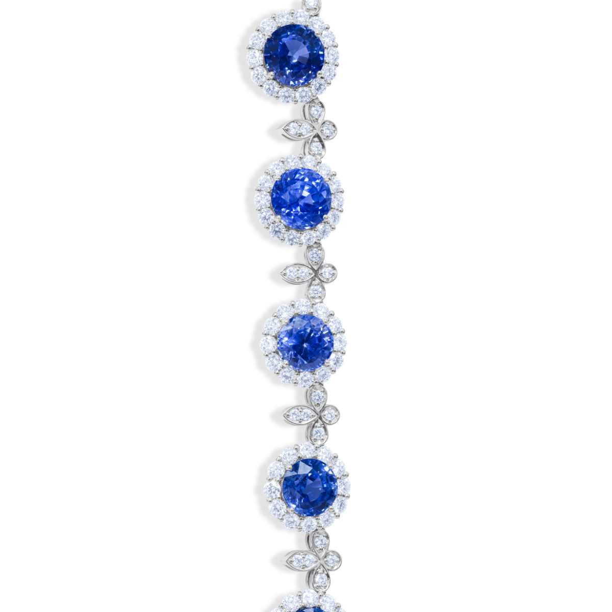 Ceylon Sapphire Diamond Halo Necklace