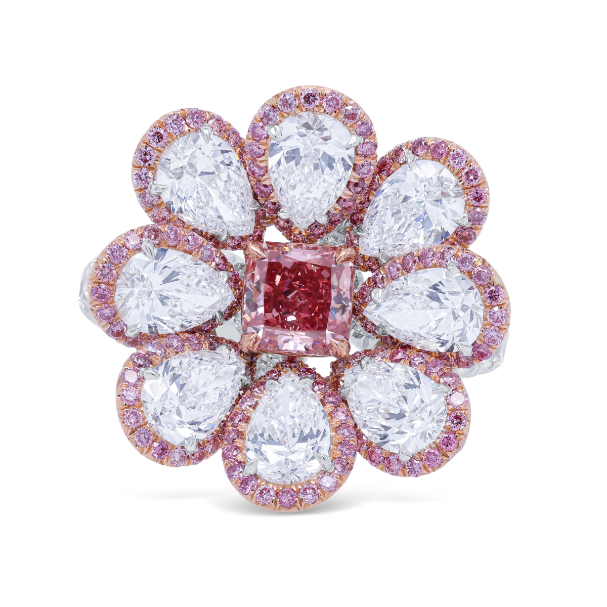 4.05ct Fancy Pink Flower Diamond Ring