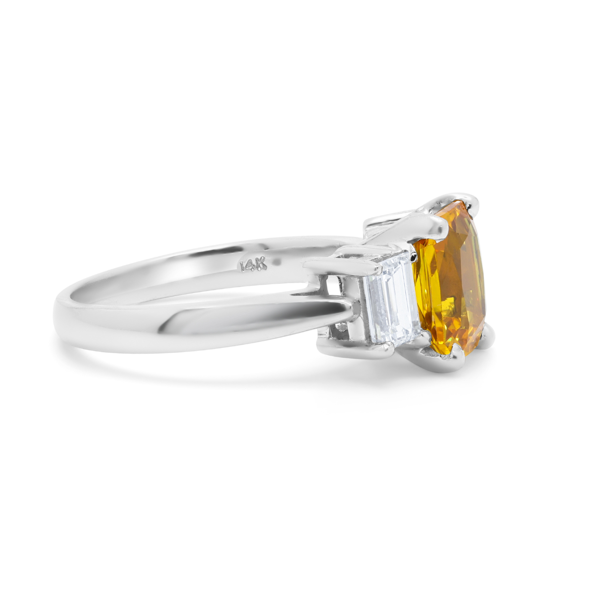 Yellow Sapphire Three Stone Ring