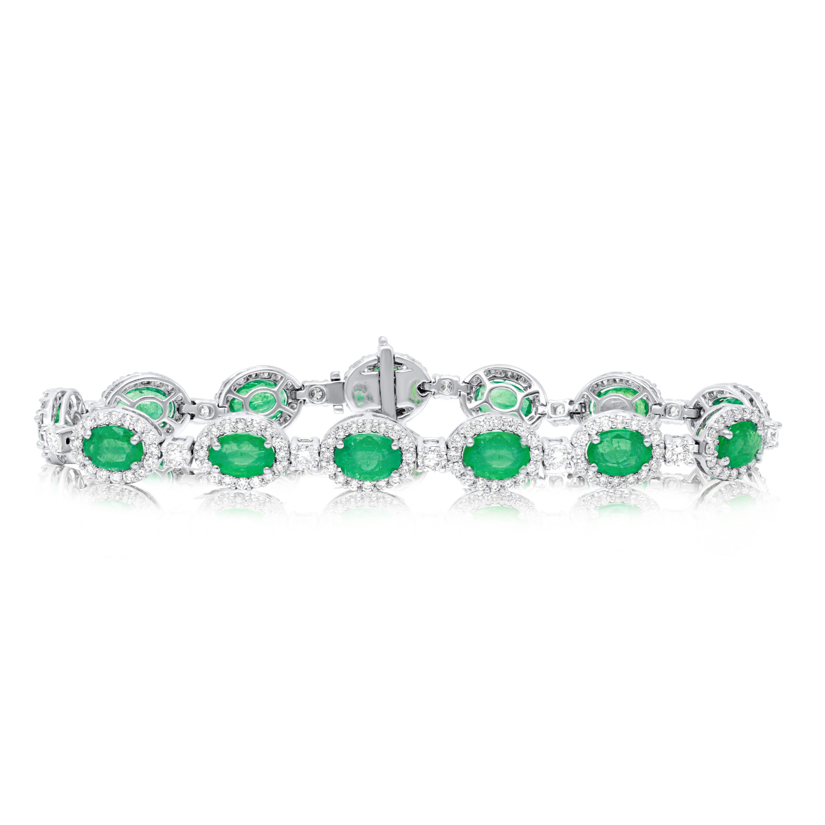 9.57cts  Oval Emerald Diamond Halo Bracelet