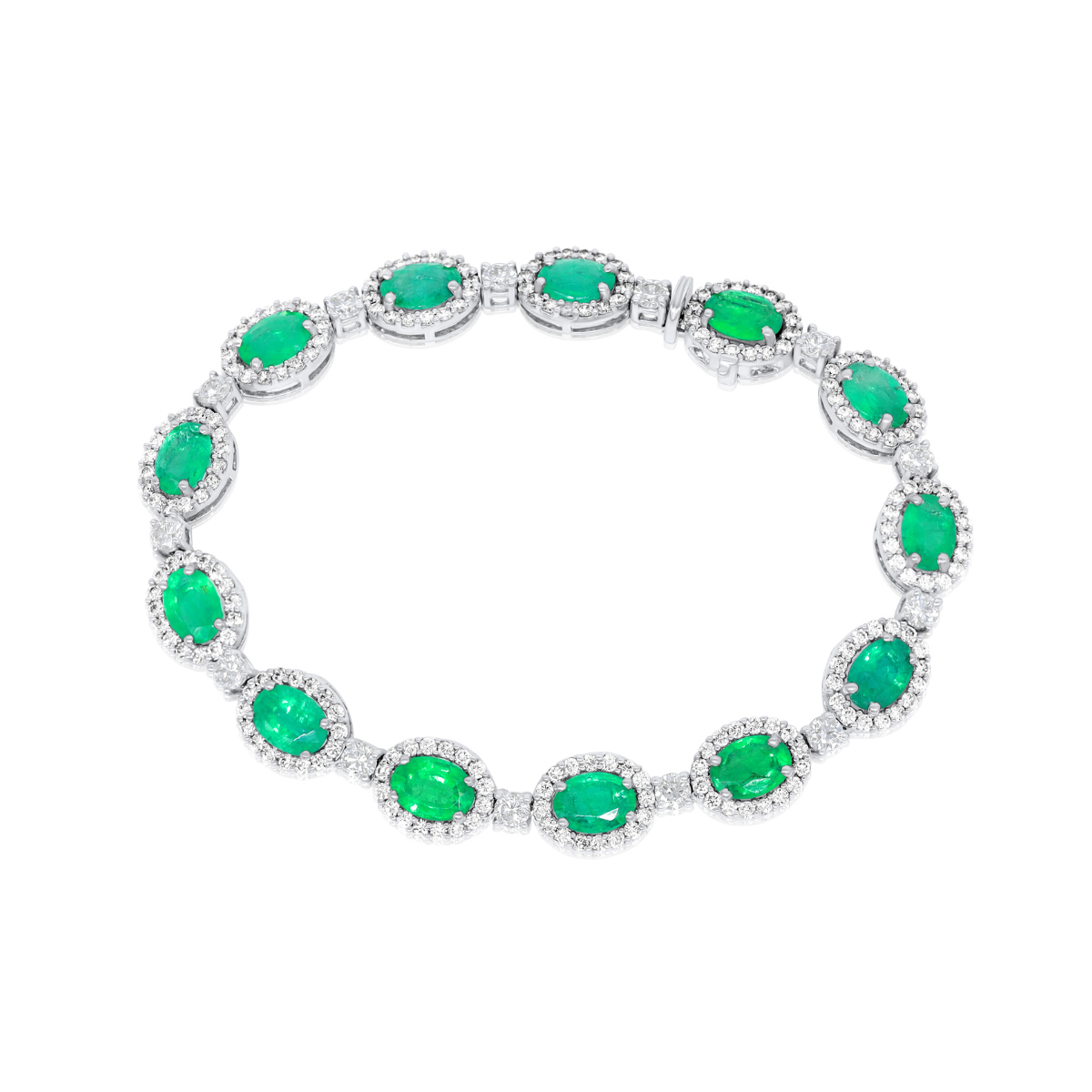 9.57cts  Oval Emerald Diamond Halo Bracelet