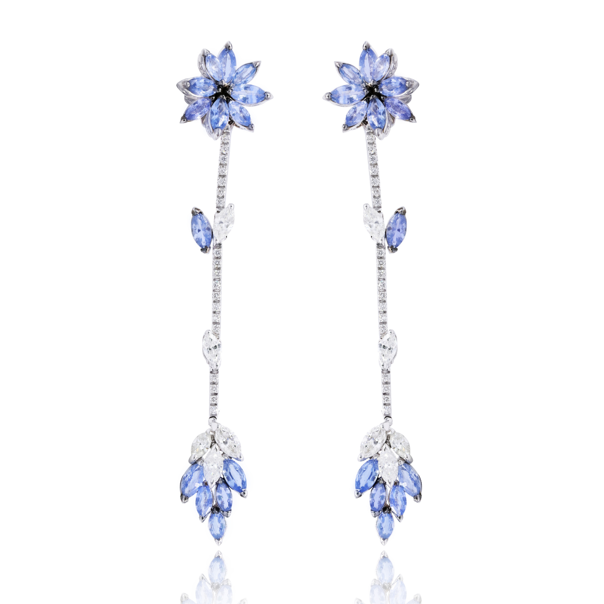 Sapphire Flower Drop Earring