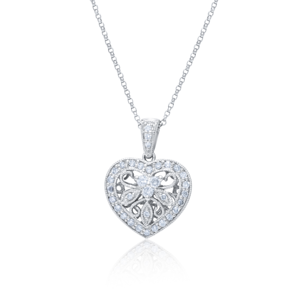 Filigree Diamond Heart Pendant