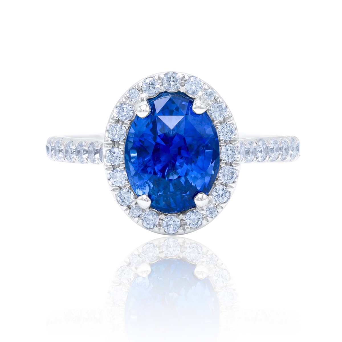 Sapphire Oval Diamond Halo Ring