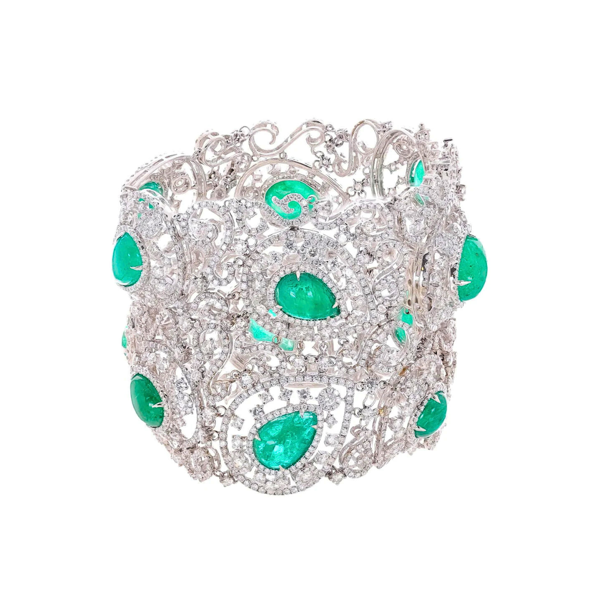 Emerald Diamond Halo Motif Bracelet