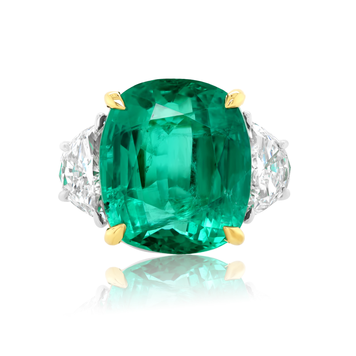 Two Toned Emerald Diamond Ring