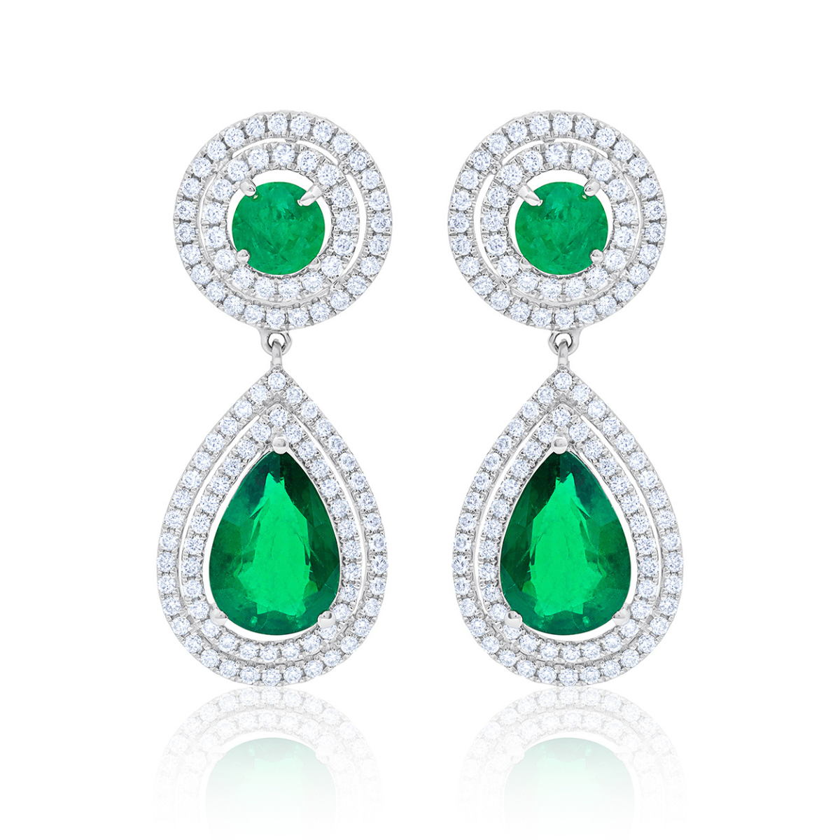 Emerald Halo Pear Drop Earring