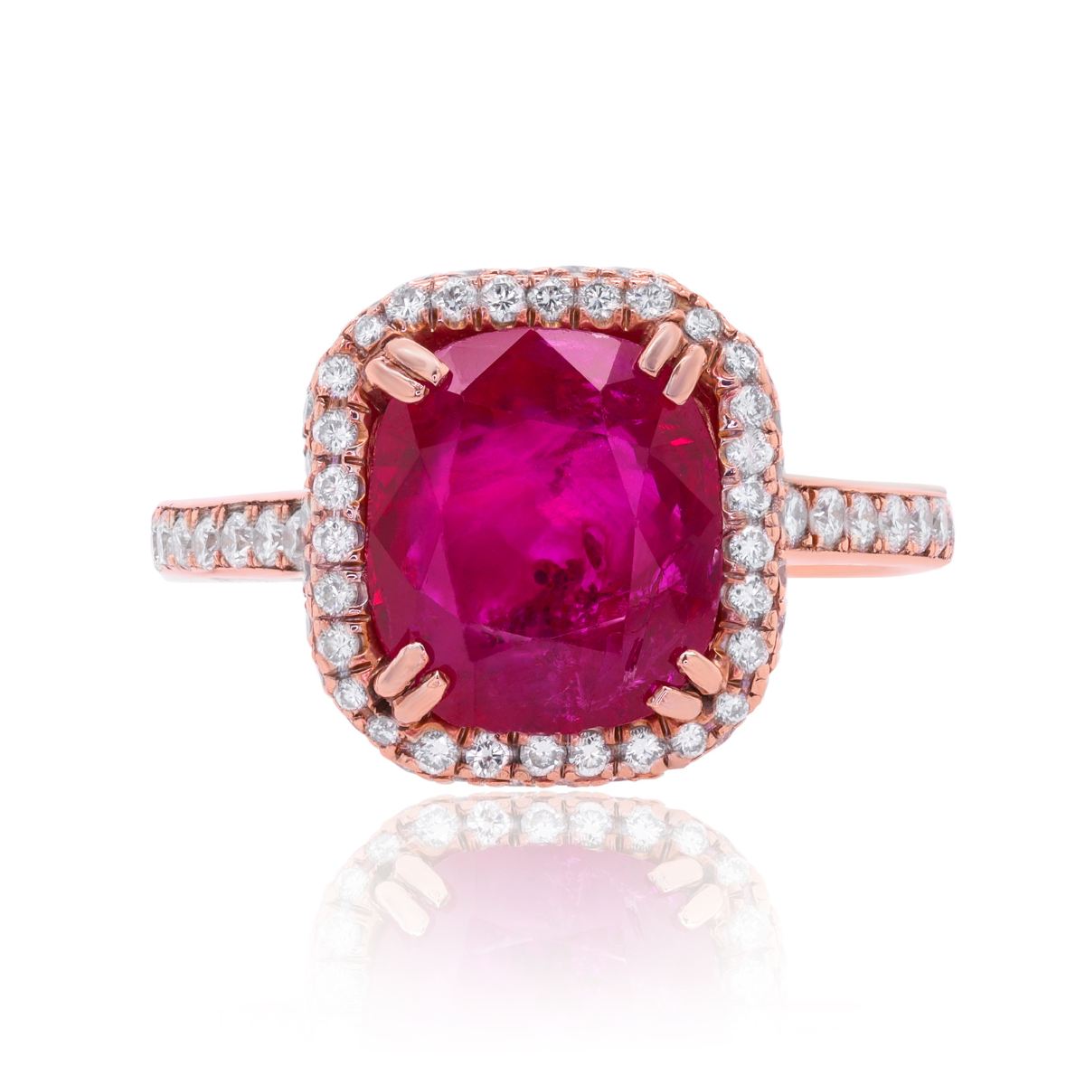 Rose Gold Halo Ruby Ring