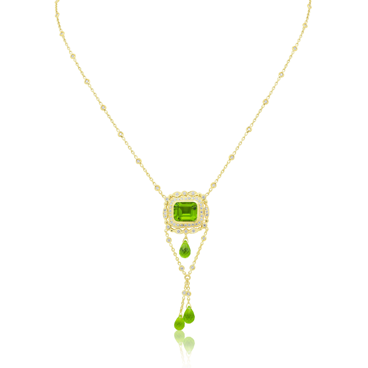 Peridot Diamond Pendant Necklace