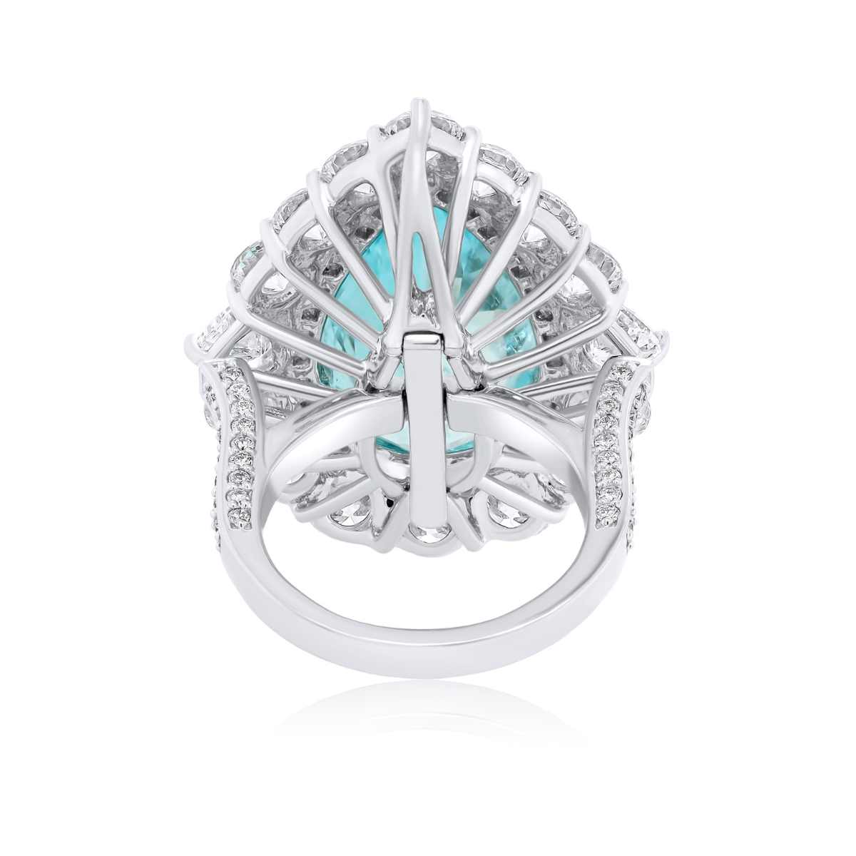 Aqua Double Halo Diamond Ring