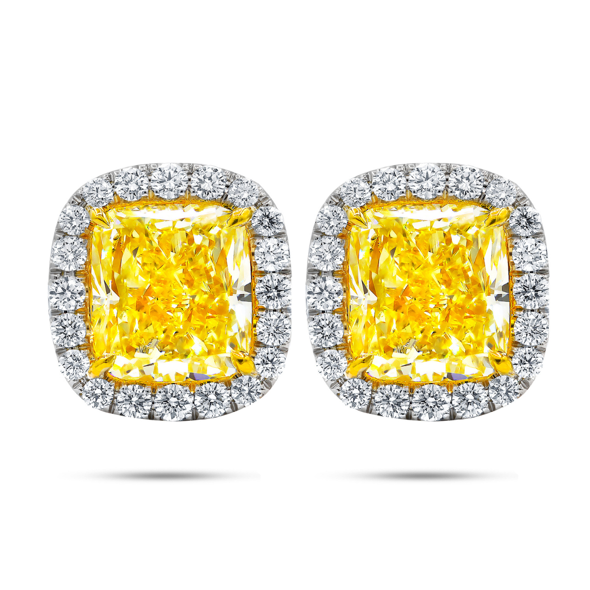 2.35ct Fancy Yellow Diamond Halo Stud Earring