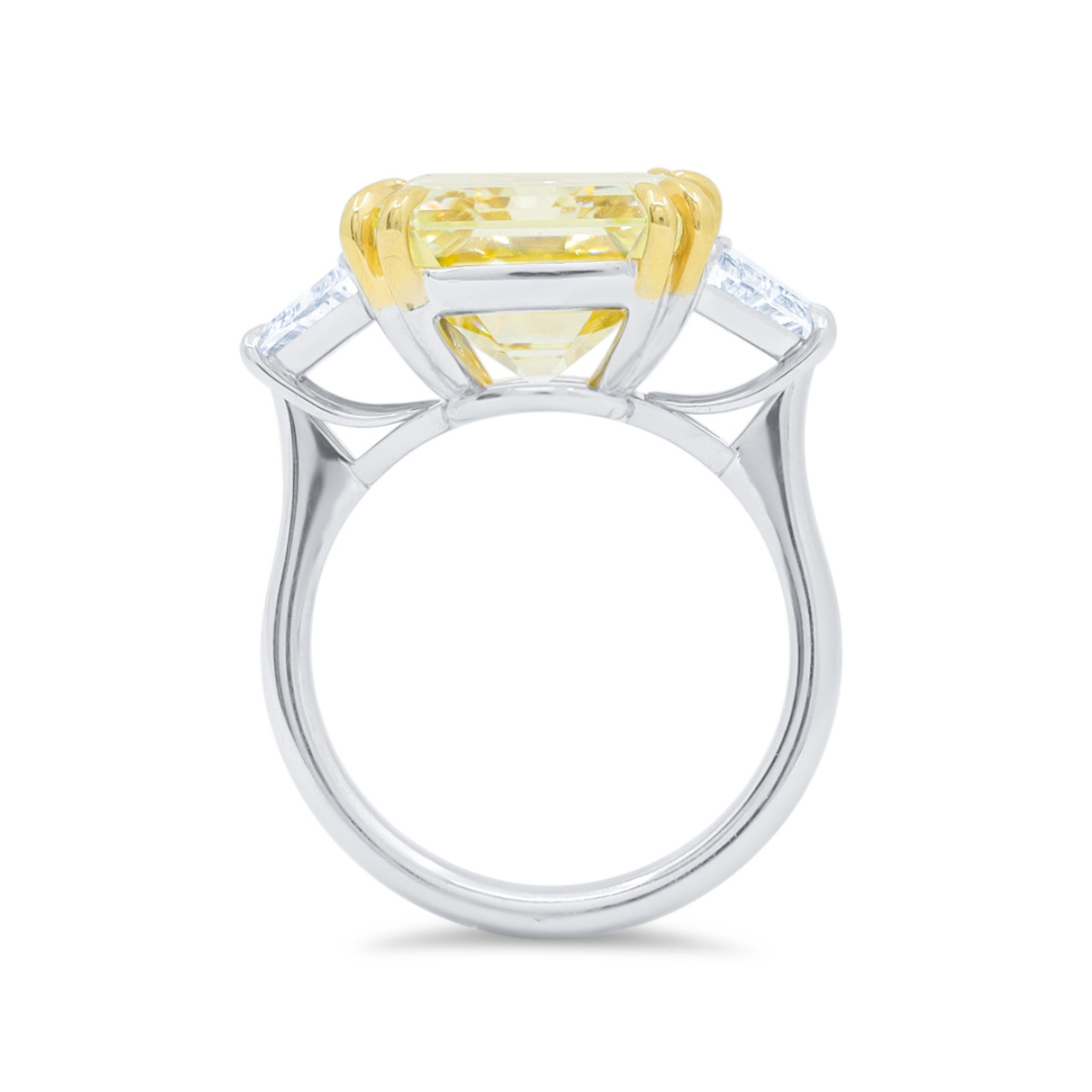 12.27cts Fancy Yellow Emerald Cut Diamond Ring