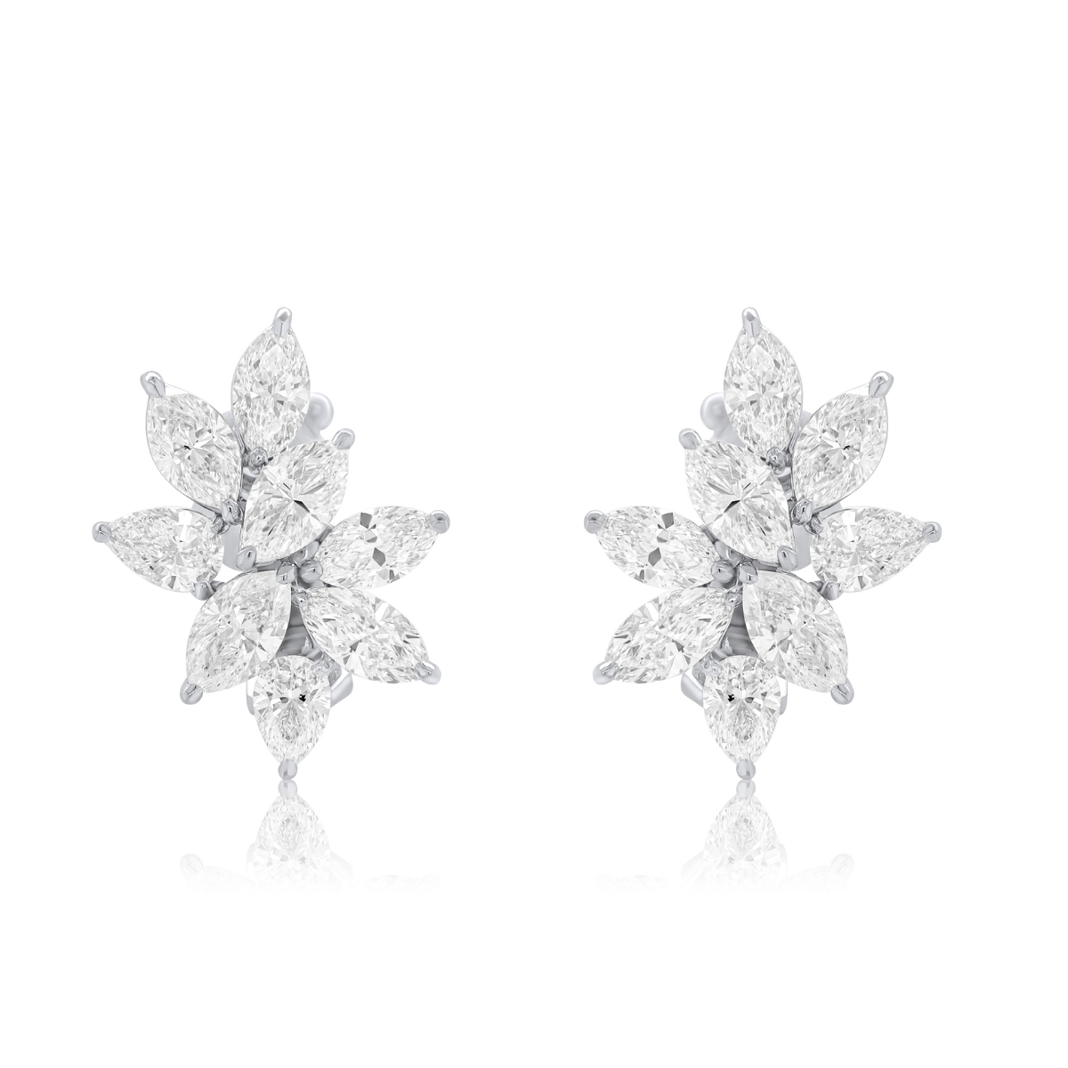 Pear and Marquee Diamond Cluster Earring