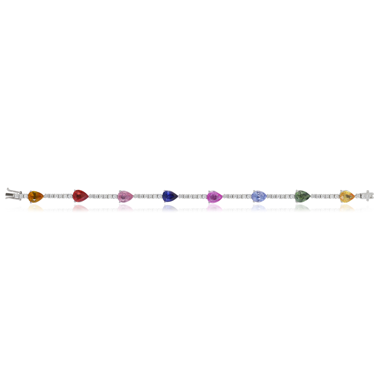 Multi Color Pear Sapphire Tennis Bracelet