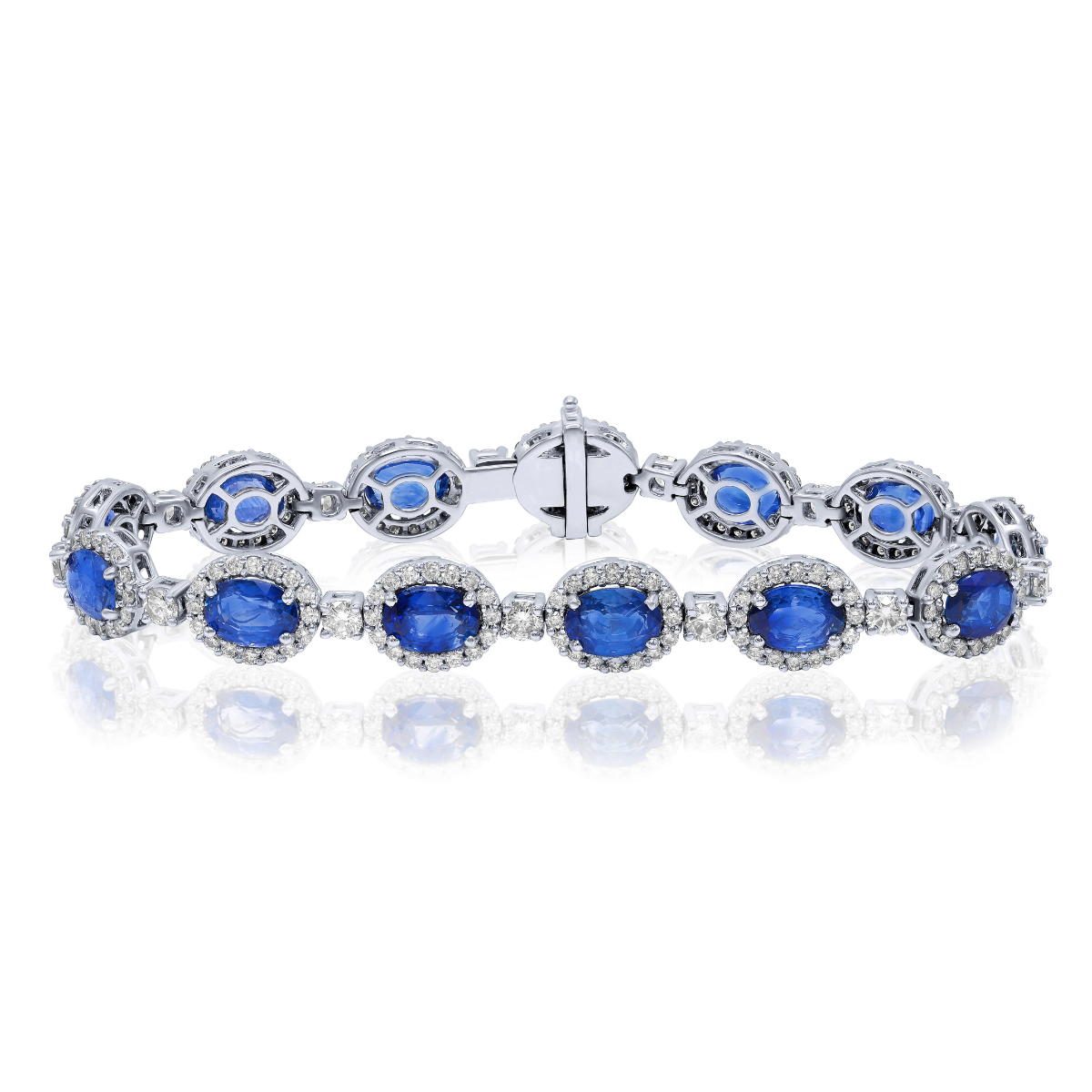 10.65cts Oval Sapphire Diamond Halo Bracelet