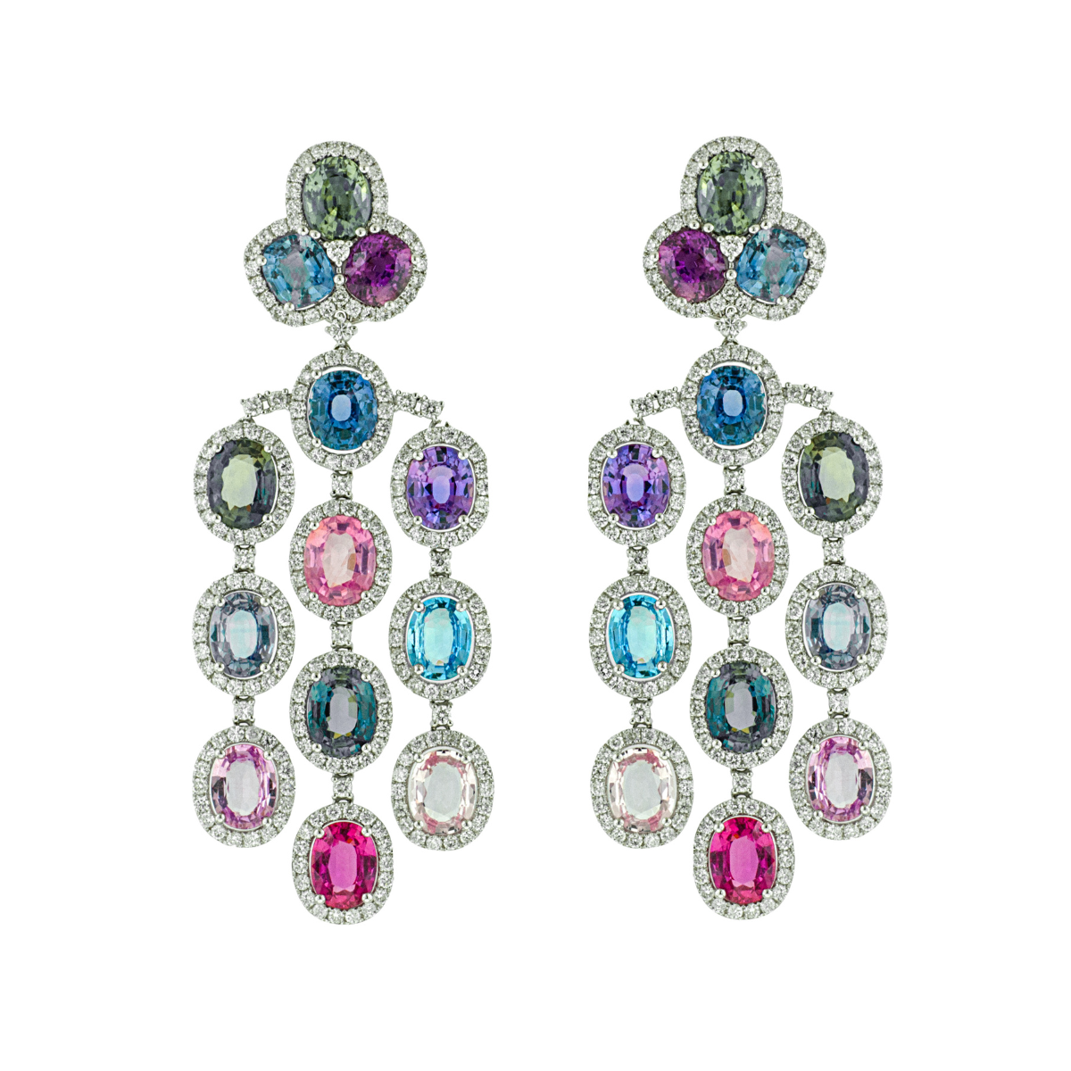Multi-Color Sapphire Chandelier Earring