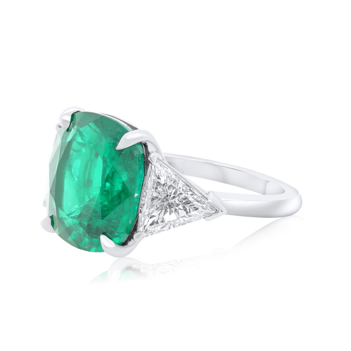Emerald Diamond Trillon Ring