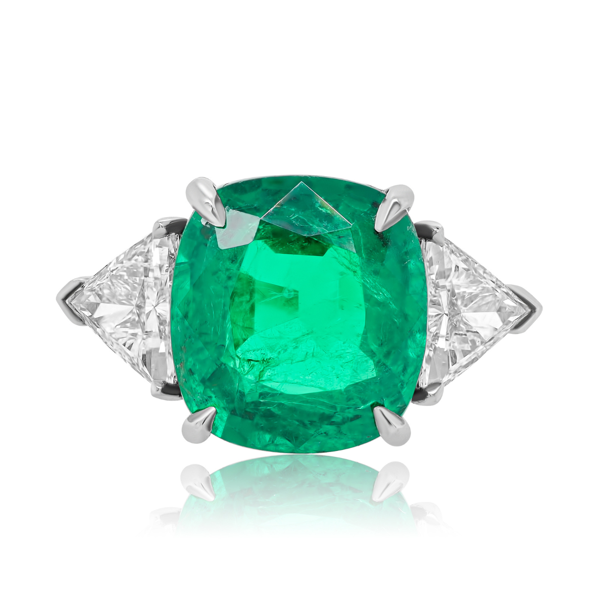 Emerald Diamond Trillon Ring