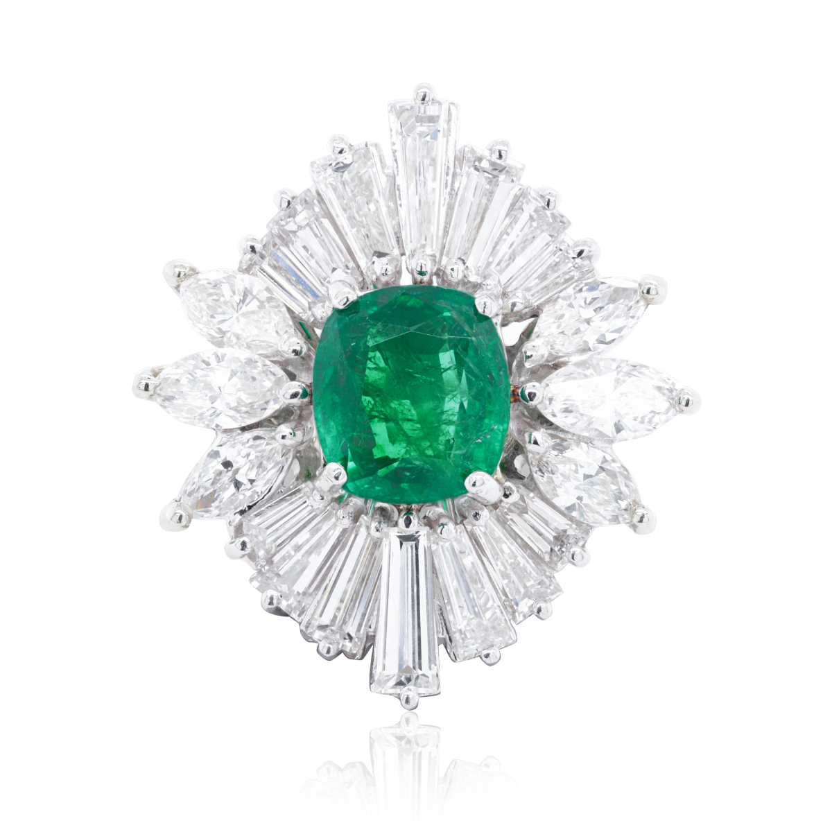Diamond Emerald Sunburst Ring