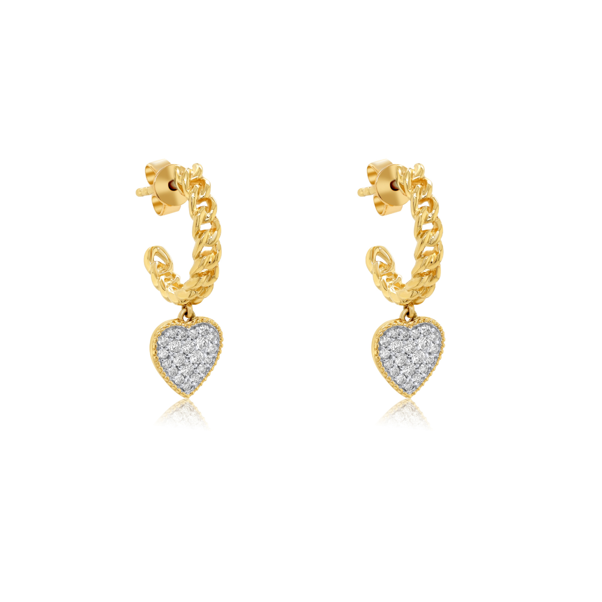 pavé heart hoop earrings