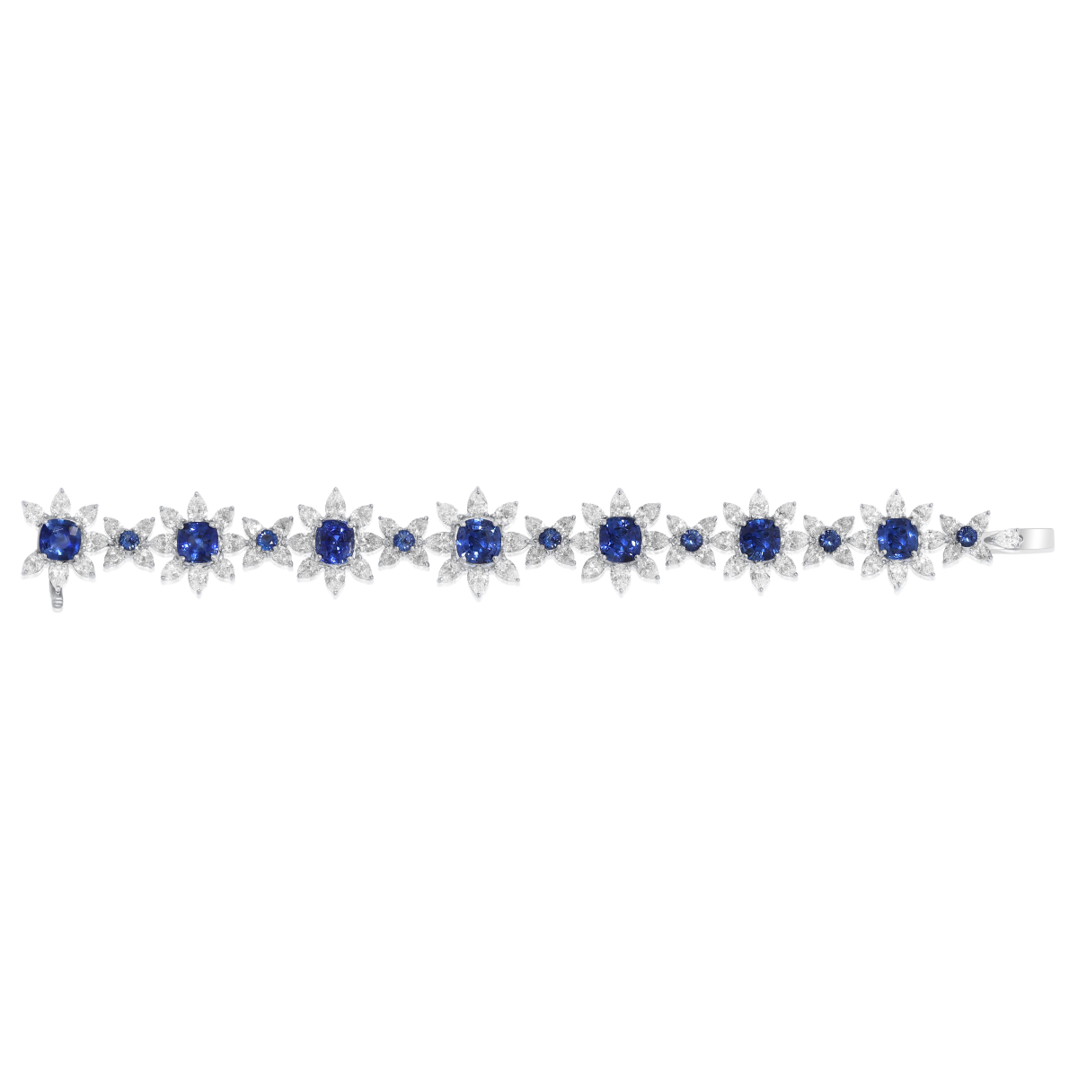 Sapphire Diamond Flower Bracelet
