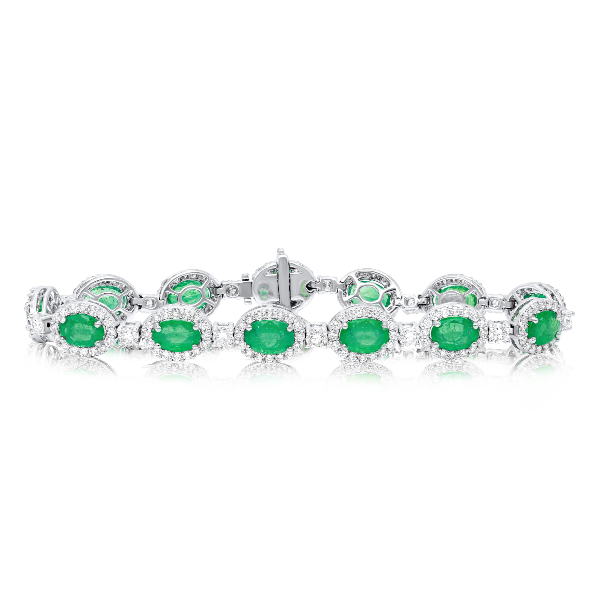 9.68ct Oval Emerald Diamond Halo Bracelet