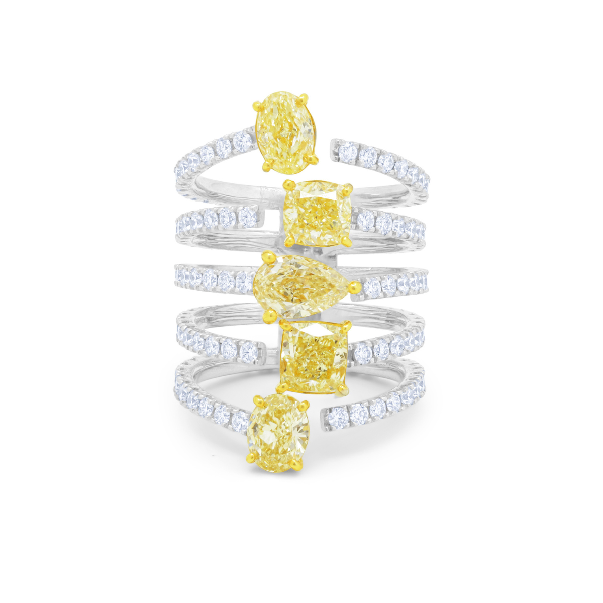 Yellow Diamond Multi Shape Stacked Ring