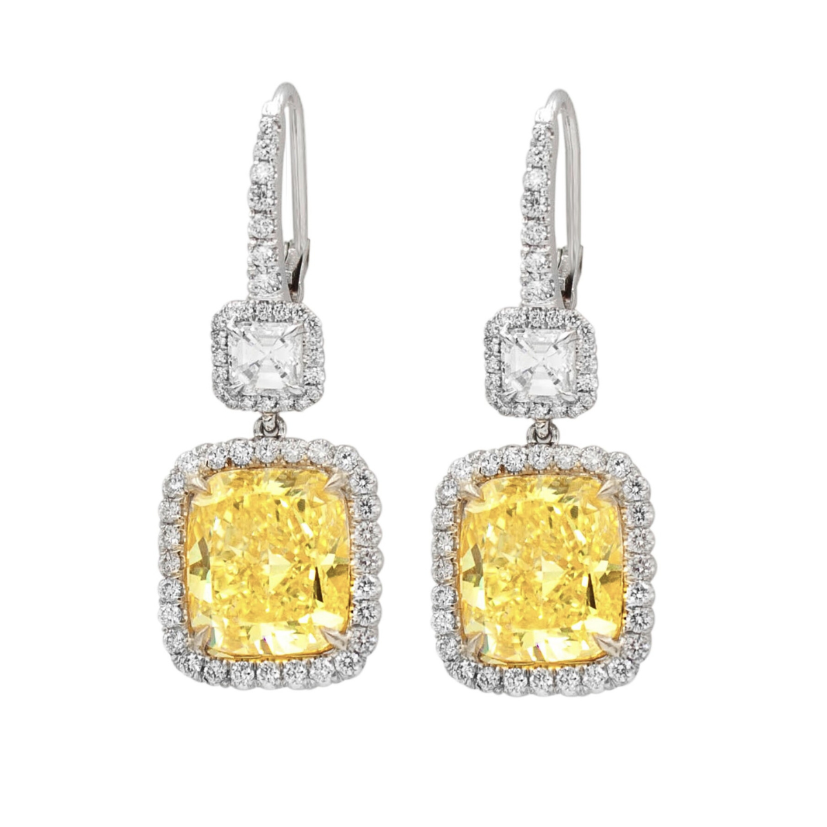 12.76ct  Fancy Yellow Diamond Drop Earrings