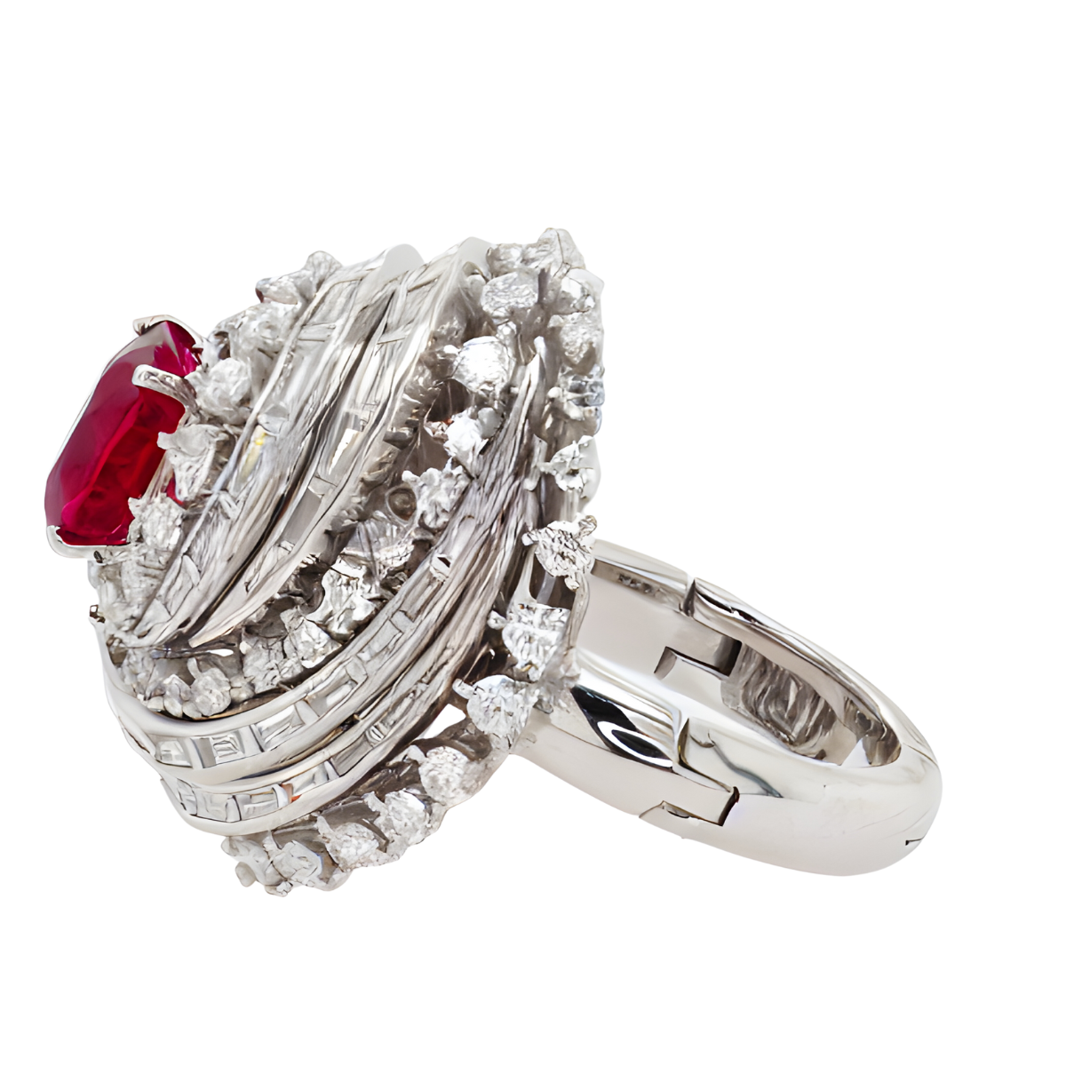 Spiral Ruby Diamond Ring