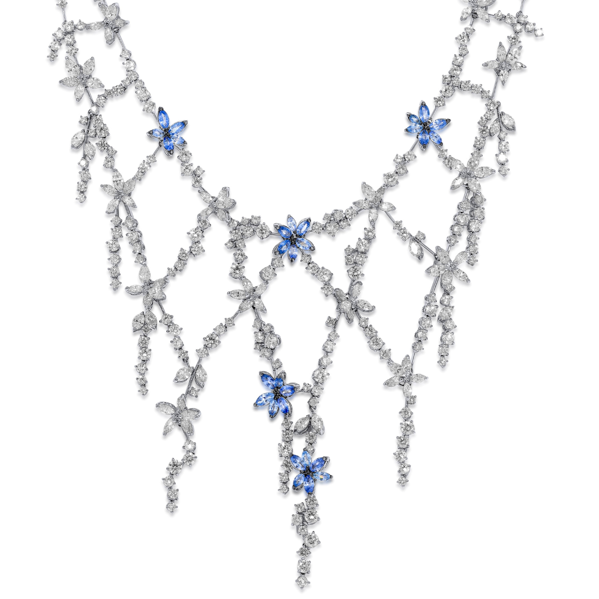 Sapphire Diamond Vine Necklace