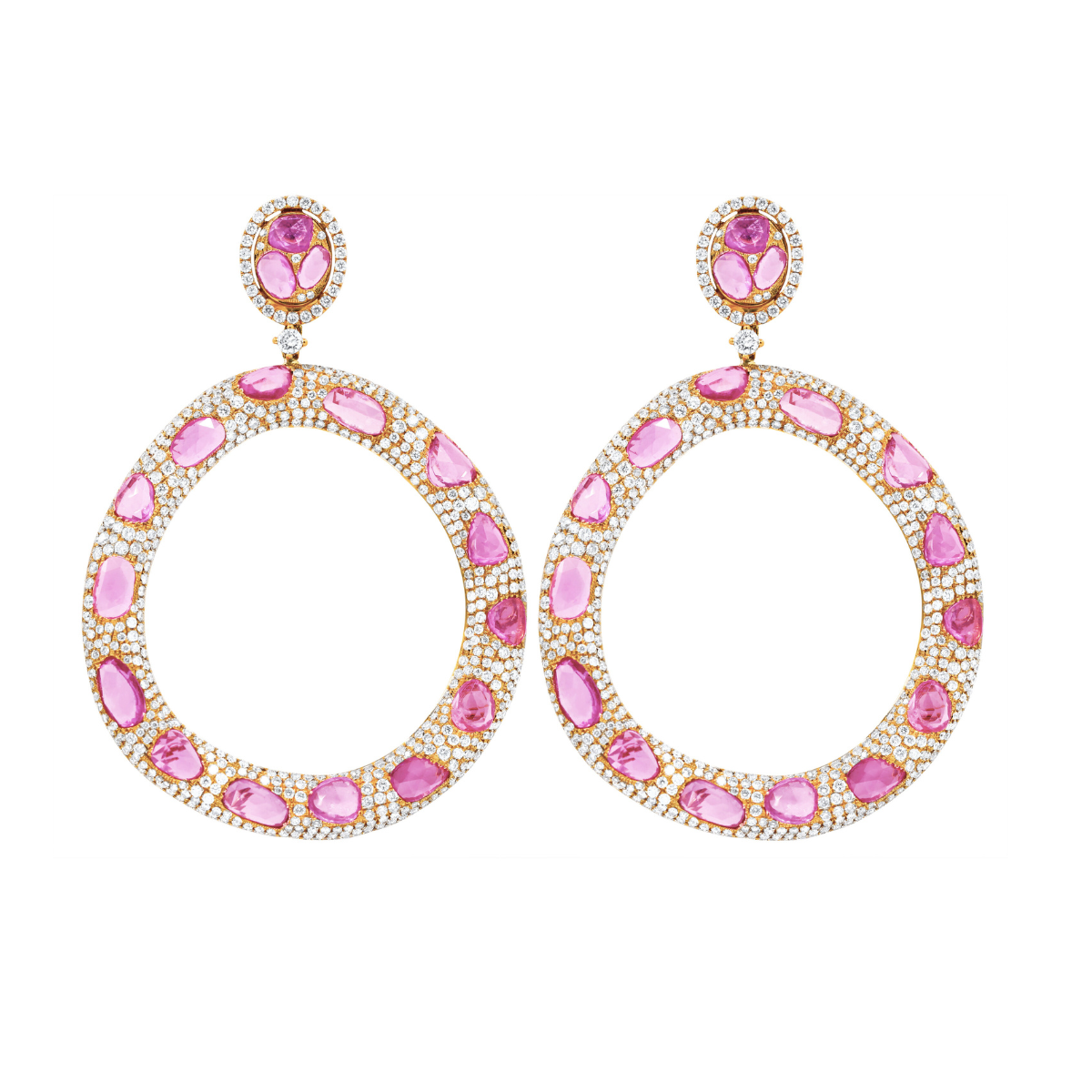 Pink Sapphire Bagel Drop Earrings