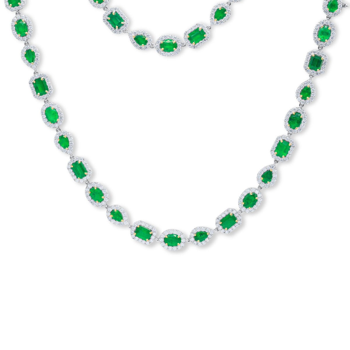 Two-fer Emerald Diamond Halo Necklace