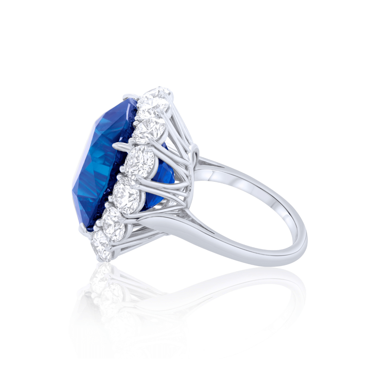 Cushion Sapphire Diamond Halo Ring