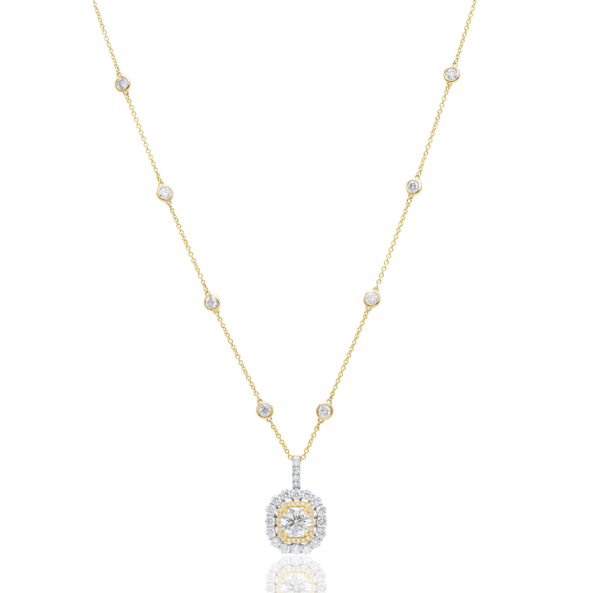 3.96ct Fancy Yellow Oval Diamond By the Yard Necklace