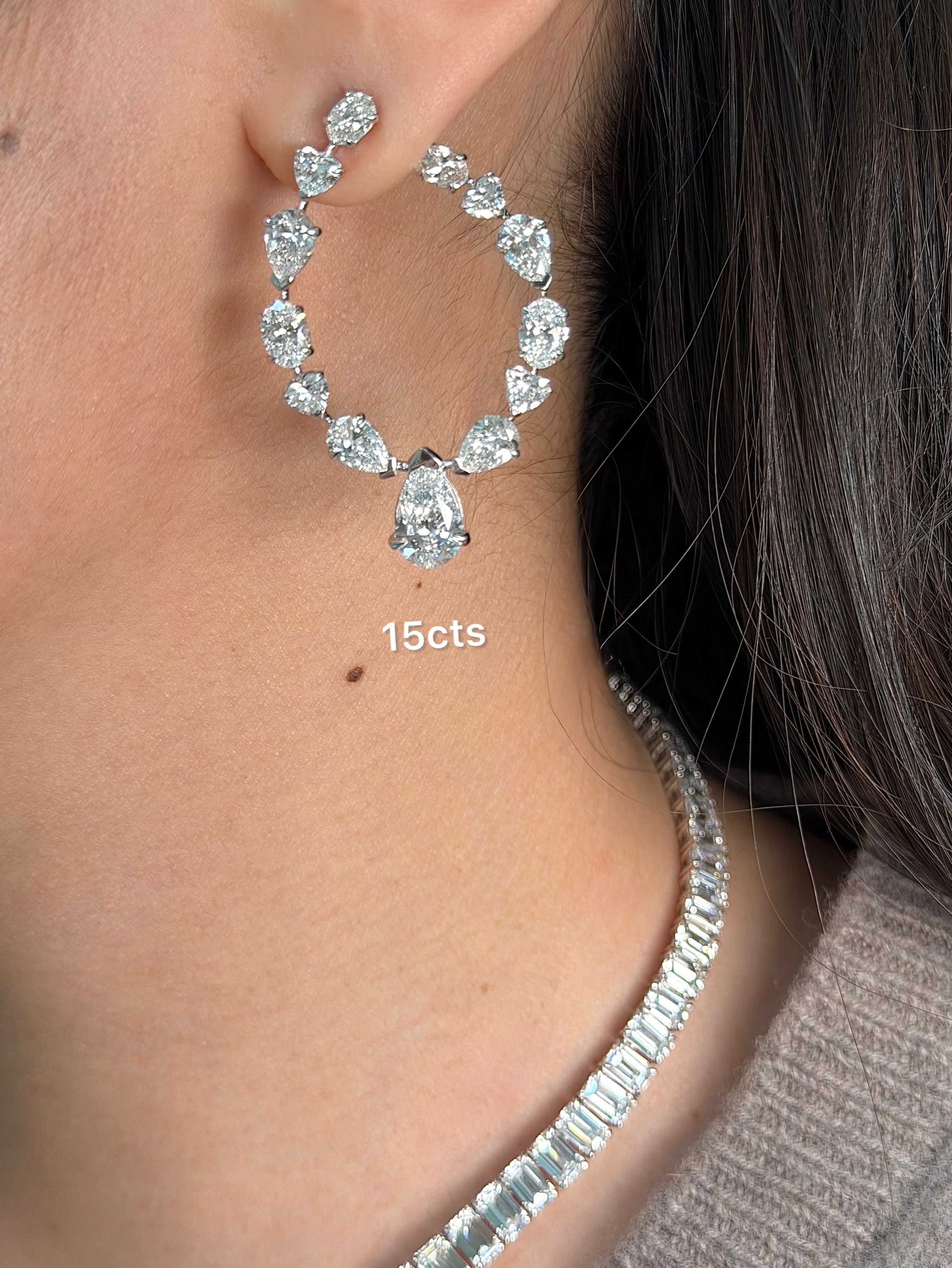 Lab Grown Multi-Cut Diamond Hoop Earrings