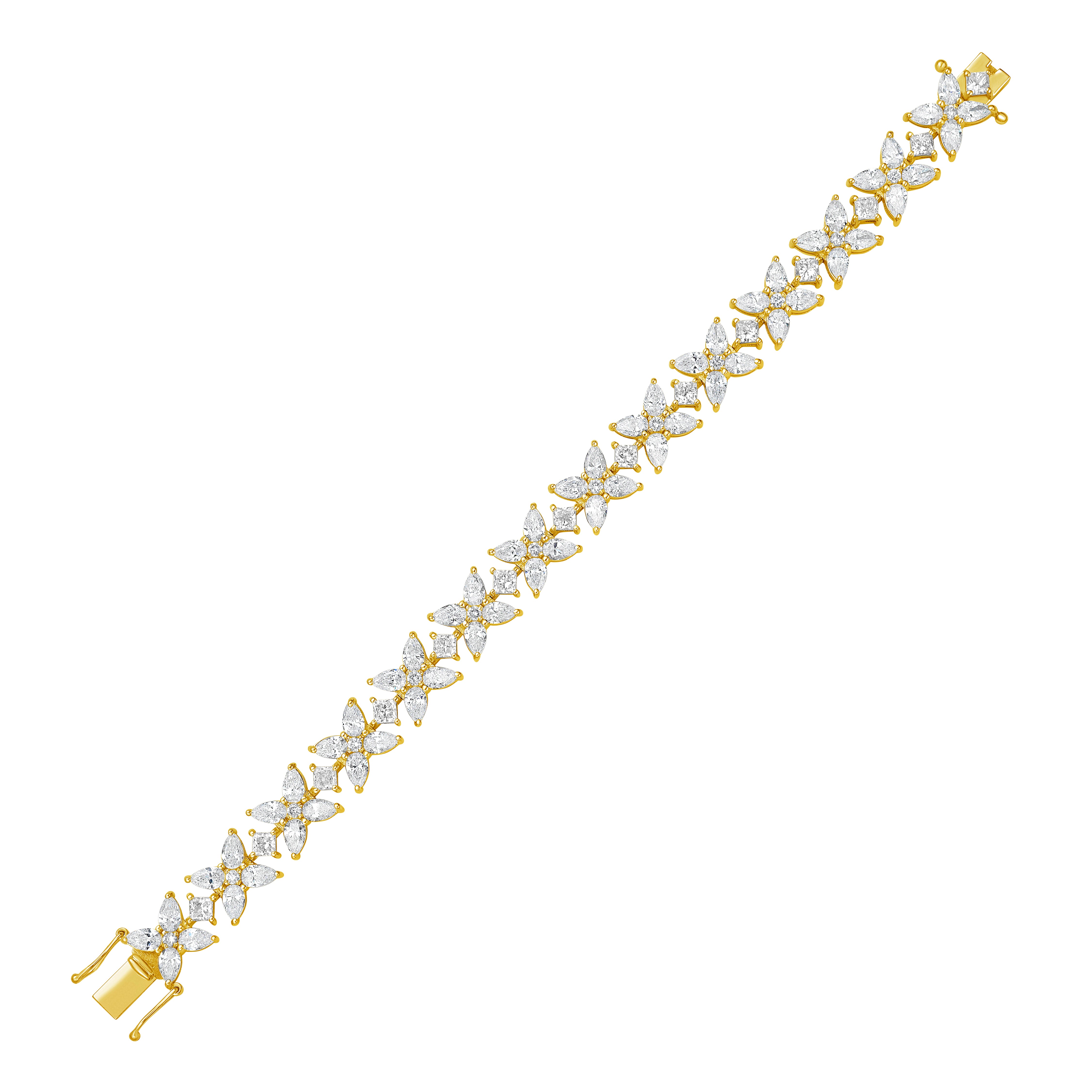 Lab Grown Multi Shaped Diamond Cluster Bracelet