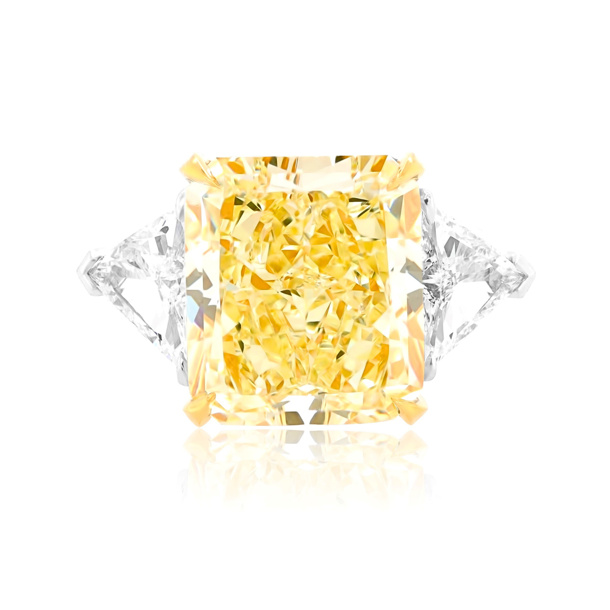 Fancy Yellow Radiant Diamond With Side Stone Ring