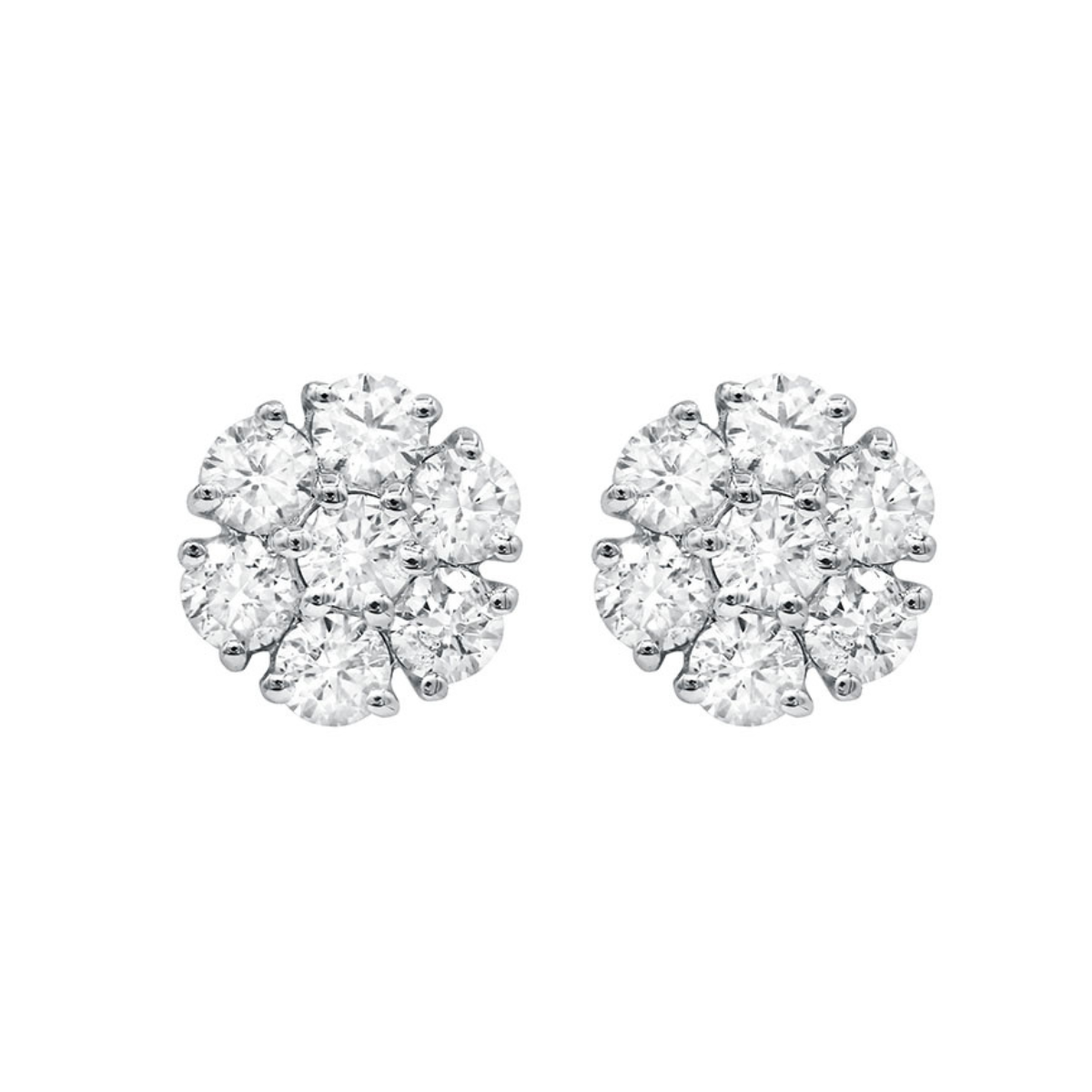 Flower Cluster Diamond Stud Earrings