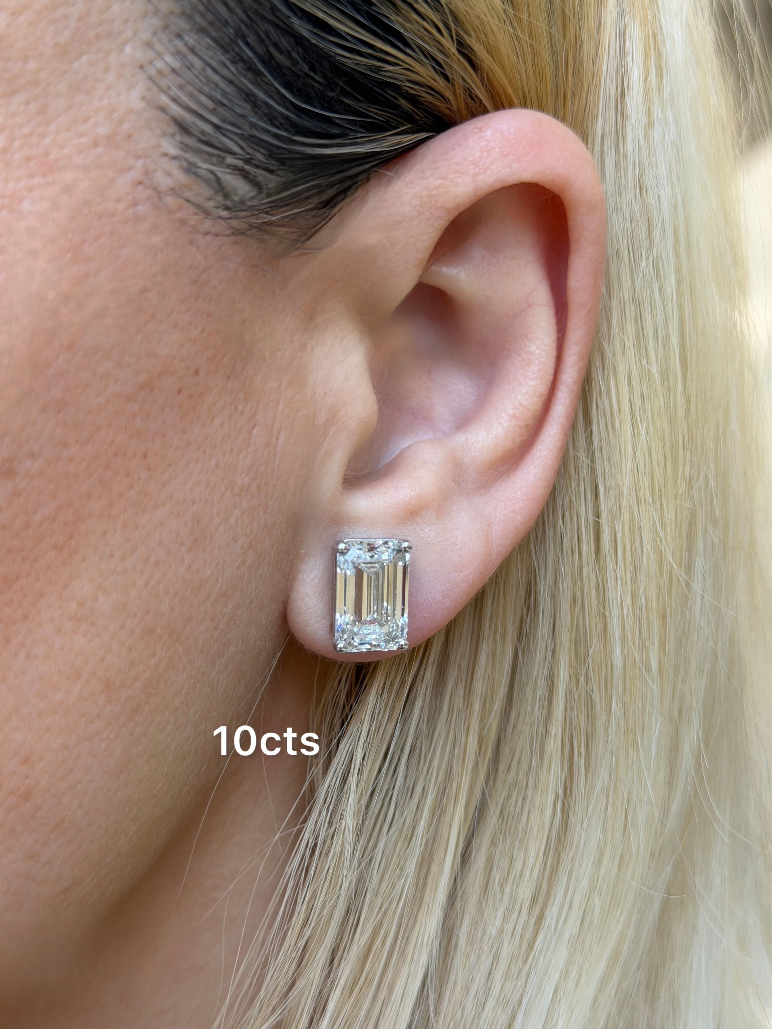 Lab Grown Emerald Cut Diamond Studs